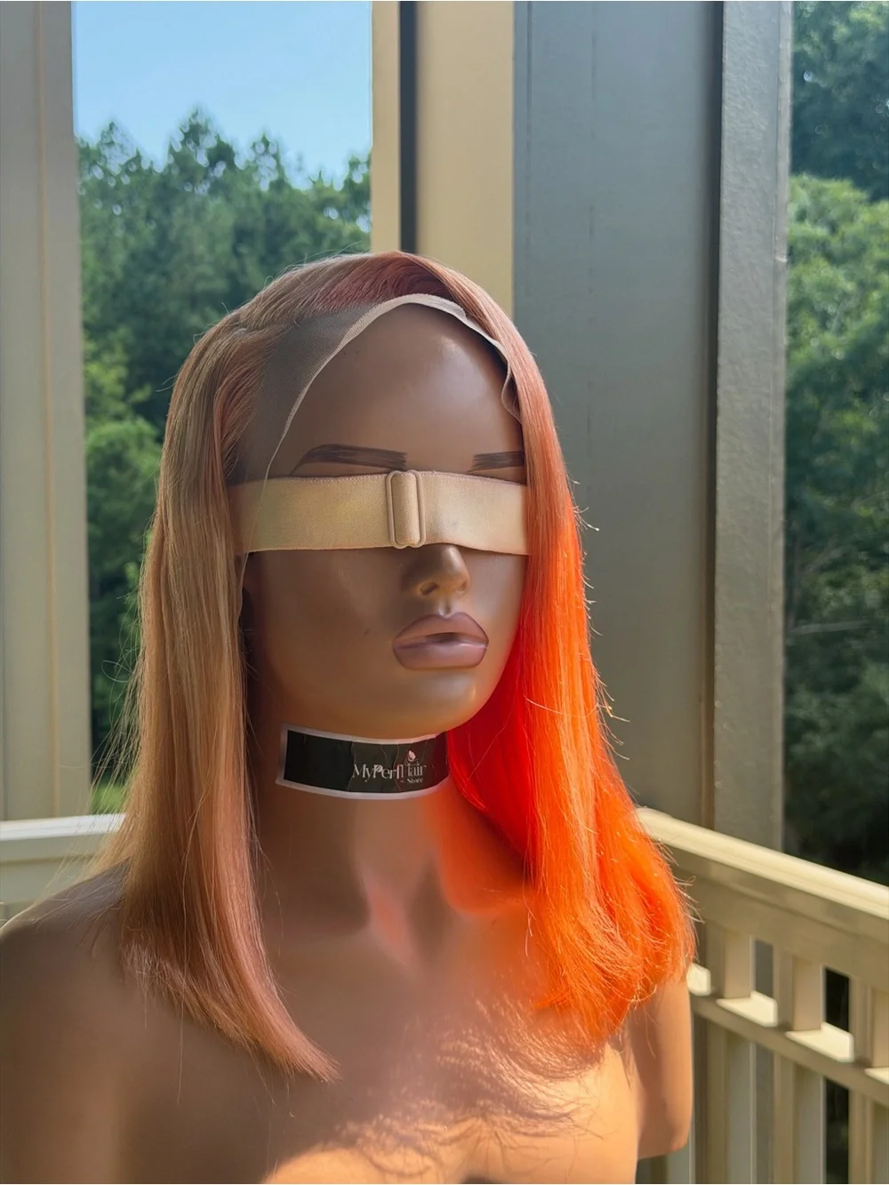 Orange Straight 14in 13x4 Lace Front Wig - Vibrant Orange Women's Human Hair